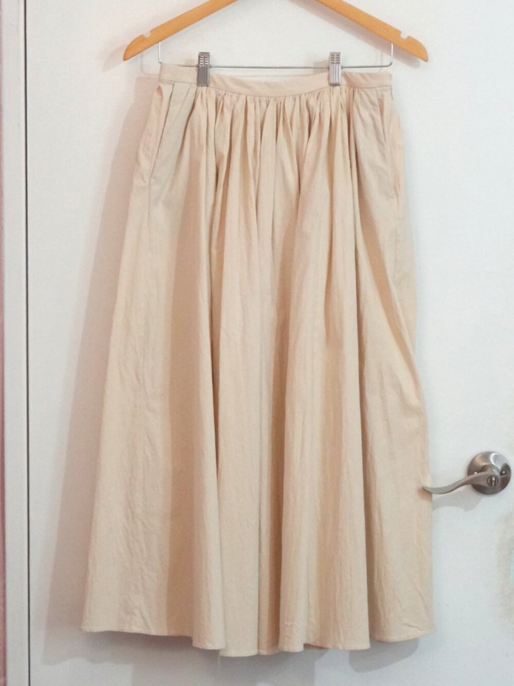 Zara Cotton Pleated A-Line Maxi Skirt